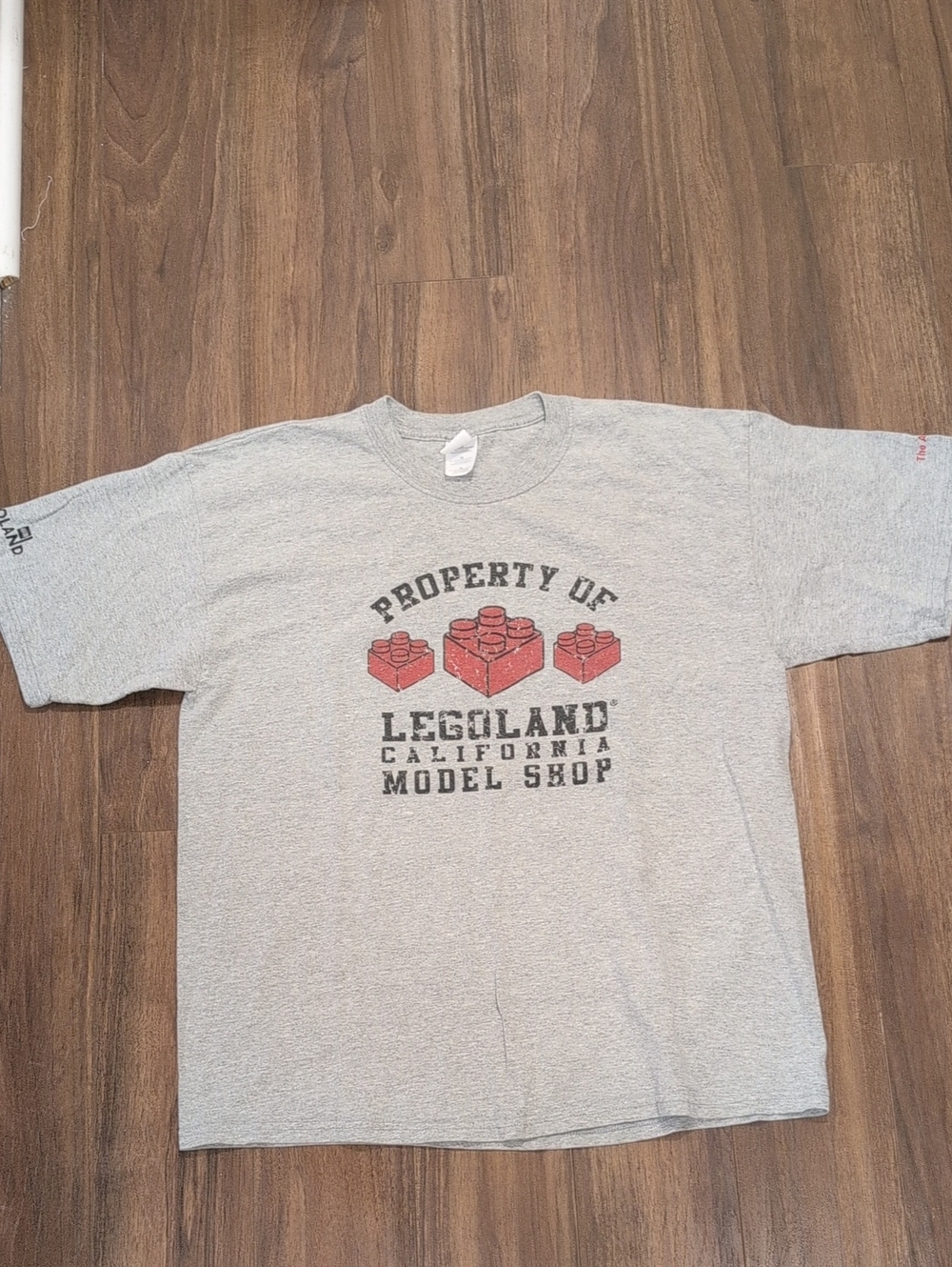 Legoland California Model Shop Gray Graphic T-Shirt With Red Brick Art Institute